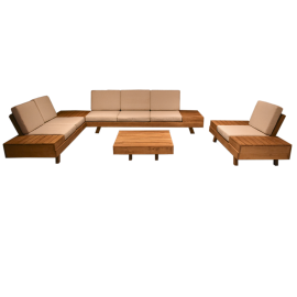 Sala de madera para 6 personas, modelo marea.